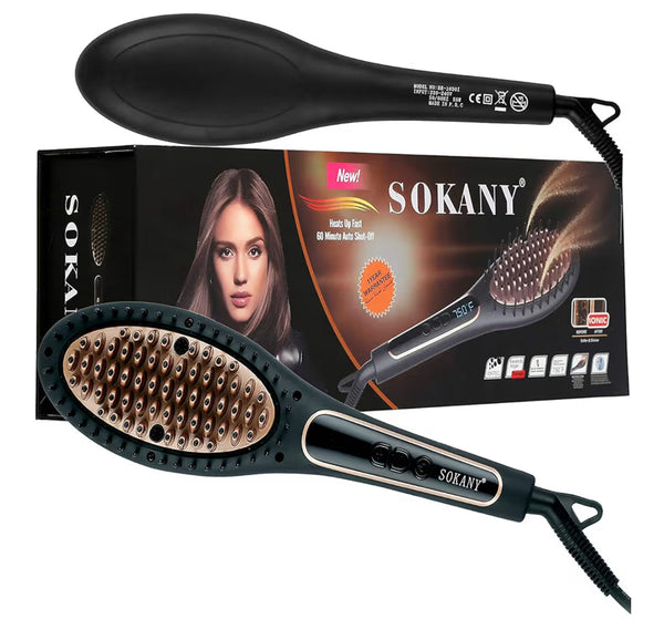 Sokany فرشاة الشعر الحراريه لفرد للحصول على فرد شعر بمستوى صالونات التجميل- اسود من سوكاني سيراميك
